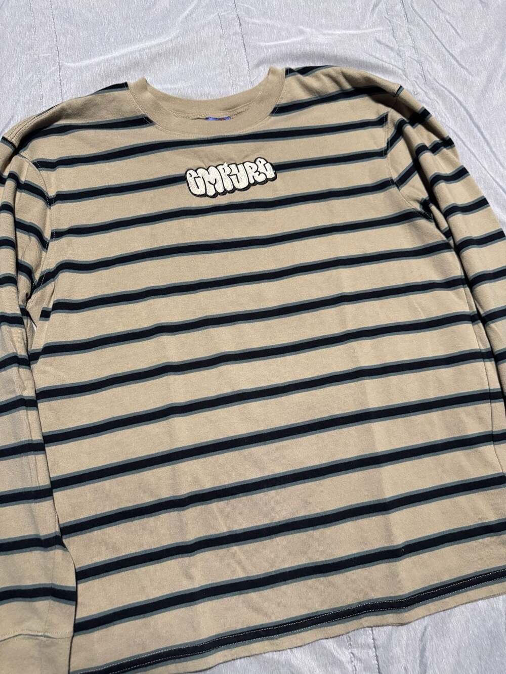 Empyre Logan Stripe Beige and Black and Blue Long Sleeve Men’s M